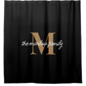Eleganter Name der schwarzen Monogram-Skriptfamili Duschvorhang (Vorderseite)