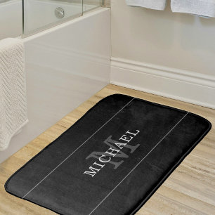 Eleganter Name der Schwarzen Silber Monogramm Pers Badematte