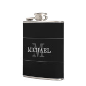 Eleganter Name der Schwarzen Silber Monogramm Pers Flachmann (Links)