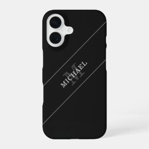 Eleganter Name der Schwarzen Silber Monogramm Pers iPhone 16 Hülle