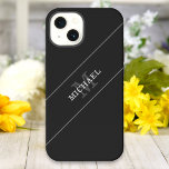 Eleganter Name der Schwarzen Silber Monogramm Pers iPhone 13 Hülle<br><div class="desc">Passen Sie den Text an und erstellen Sie einfach Ihre personalisierte iPhone-Hülle. Klicken Sie auf BEARBEITEN und anschließend auf HINTERGRUND BEARBEITEN, um die Hintergrundfarbe zu ändern. Sie können dieses Design auf anderen Zazzle-Produkten übertragen und an die meisten Zazzle-Produkte anpassen. Standard Studio-Designs werden in hochauflösender Grafik für berufliche Drucke erstellt. Vielen...</div>