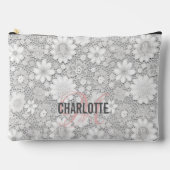Eleganter Name der weißen Blumenspitze Zubehörtasche (Vorderseite)