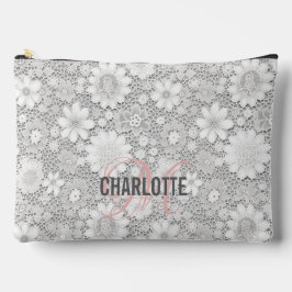Eleganter Name der weißen Blumenspitze Zubehörtasche