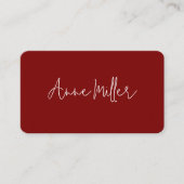 Eleganter Name der weißen Kalligraphie auf dunkelr Visitenkarte (Vorderseite)