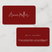 Eleganter Name der weißen Kalligraphie auf dunkelr Visitenkarte (Vorne/Hinten)