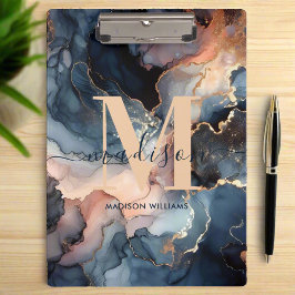 Eleganter Name des Aquarellmarbles Agate Monogram Klemmbrett