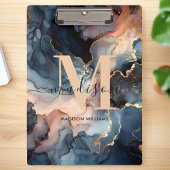 Eleganter Name des Aquarellmarbles Agate Monogram Klemmbrett