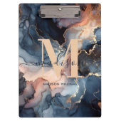 Eleganter Name des Aquarellmarbles Agate Monogram Klemmbrett (Vorderseite)
