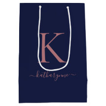 Eleganter Name des Blue Pink Rose Gold Monogrammes