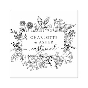 Eleganter Name des Blumenpaares Gummistempel