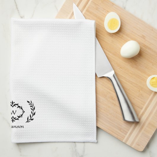 Eleganter Name des Botanischen Laurel Custom Monog Geschirrtuch (Viertel Falte)