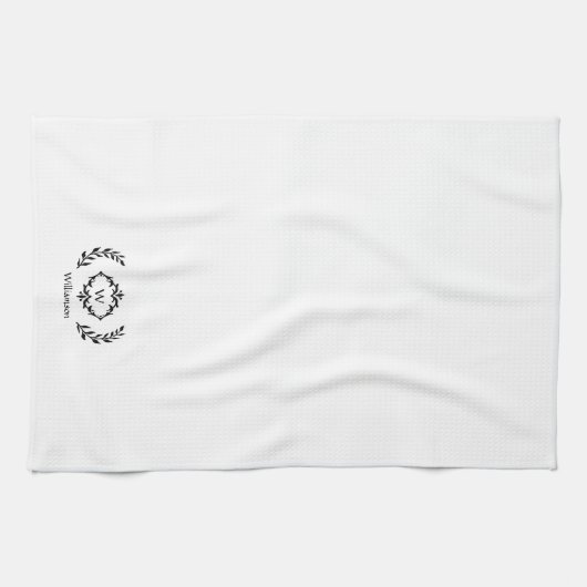 Eleganter Name des Botanischen Laurel Custom Monog Geschirrtuch (Horizontal)