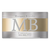 Eleganter Name des DIY Monogramms, gebürsteter Sta Magnetische Visitenkarte (Vorderseite)