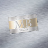 Eleganter Name des DIY Monogramms, gebürsteter Sta Magnetische Visitenkarte (Beispiel)