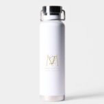 Eleganter Name des einfachen Monogrammes Trinkflasche<br><div class="desc">Dieses schlichte,  elegante,  stilvolle,  weiße,  goldene Design besticht durch Ihren personalisierten Namen,  Ihre Monografie und Ihren Geschäftstitel in trendiger,  stilvoller Topografie. Dieser Artikel kann und ein ausgezeichnetes Geschenk für Sie,  Ihre Familie und Freunde.</div>