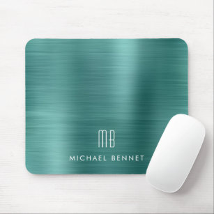 Eleganter Name des grünen Metallischen Monogramms Mousepad