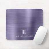Eleganter Name des Lila Metallischen Monogramms Mousepad (Mit Mouse)