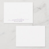 Eleganter Name des Lila Monogramms für moderne Skr Mitteilungskarte (Vorne/Hinten)