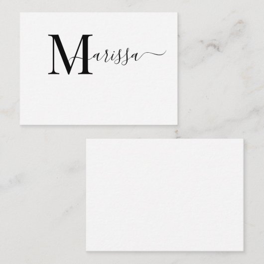 Eleganter Name des Lila Monogramms für moderne Skr Mitteilungskarte (Vorne/Hinten)