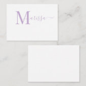 Eleganter Name des Lila Monogramms für moderne Skr Mitteilungskarte (Vorne/Hinten)