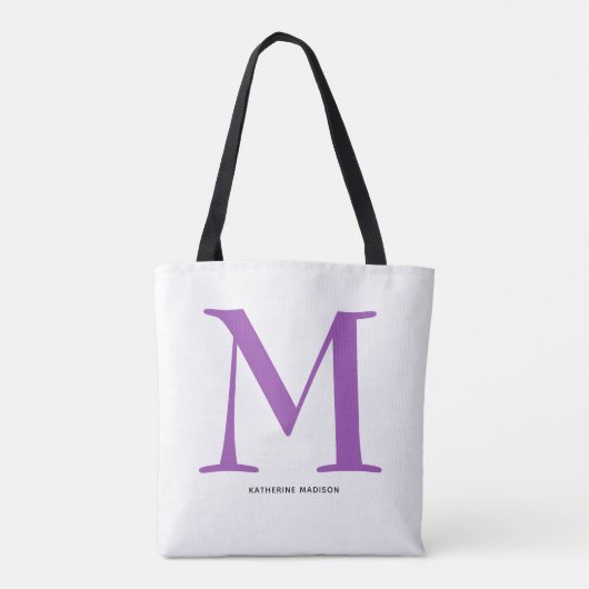 Eleganter Name des Lila Monogramms Tasche (Rückseite)