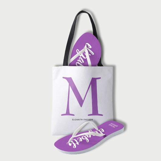 Eleganter Name des Lila Monogramms Tasche