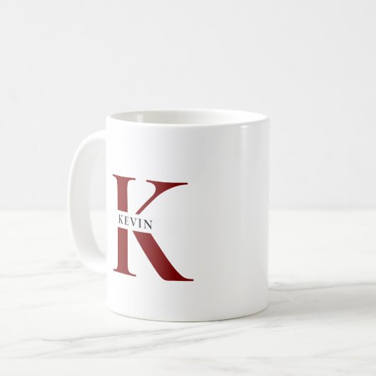 Eleganter Name des Minimalistischen Monogramms Kaffeetasse (Vorderseite Links)
