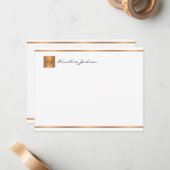 Eleganter Name des modernen Skripts Gold Monogramm Mitteilungskarte (Vorderseite/Rückseite Beispiel)