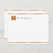 Eleganter Name des modernen Skripts Gold Monogramm Mitteilungskarte (Vorne/Hinten)