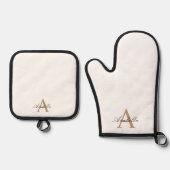 Eleganter Name des Personalisierten Monogrammes Ofenhandschuh & Topflappen-Set (Vorderseite)