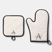 Eleganter Name des Personalisierten Monogrammes Ofenhandschuh & Topflappen-Set (Vorderseite)