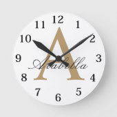 Eleganter Name des Personalisierten Monogrammes Runde Wanduhr (Vorderseite)