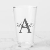 Eleganter Name des Personalisierten Monogramms Glas (Vorderseite)