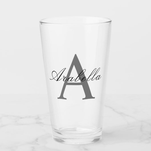 Eleganter Name des Personalisierten Monogramms Glas (Vorderseite)