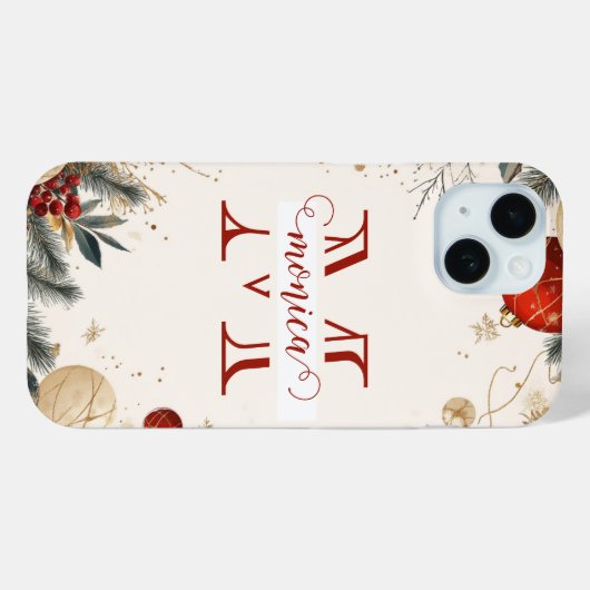 Eleganter Name des roten Monogramms Case-Mate iPhone Hülle (Rückseite (Horizontal))