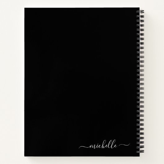 Eleganter Name des Schwarz-Grau-Monogramms Notizblock (Rückseite)