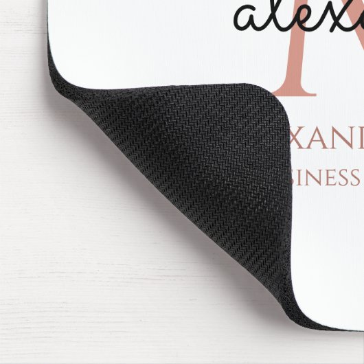 Eleganter Name des Schwarz-Schwarz-Monogramms Mousepad (Ecke)
