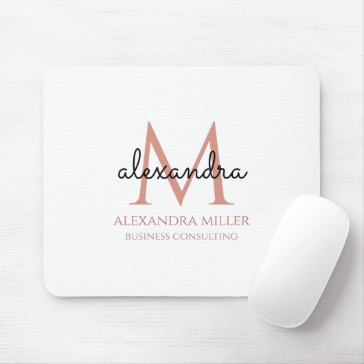 Eleganter Name des Schwarz-Schwarz-Monogramms Mousepad (Mit Mouse)