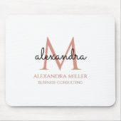 Eleganter Name des Schwarz-Schwarz-Monogramms Mousepad (Vorne)