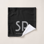 Eleganter Name des Schwarz-weißen Monogramms Badhandtuch Set (Waschlappen)