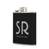 Eleganter Name des Schwarz-weißen Monogramms Flachmann (Links)