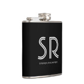 Eleganter Name des Schwarz-weißen Monogramms Flachmann (Rechts)