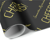 Eleganter Name des Schwarzen Goldenen Skripts Geschenkpapier (Rolleneckpunkt)