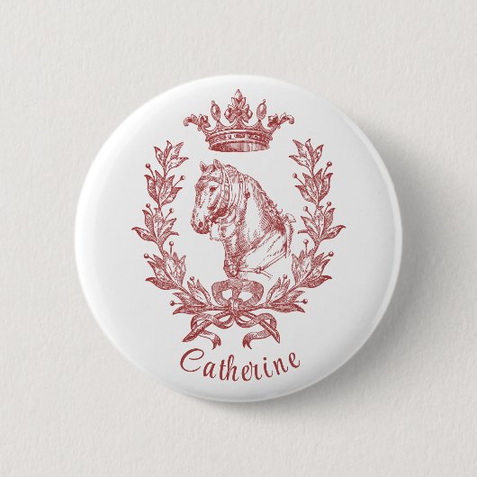 Eleganter Name des Vintagen Roten Pferdes Button (Vorderseite)