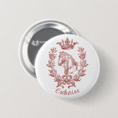 Eleganter Name des Vintagen Roten Pferdes Button (Vorne & Hinten)