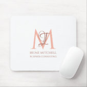 Eleganter Name des White Rose Gold Moderne Monogra Mousepad (Mit Mouse)