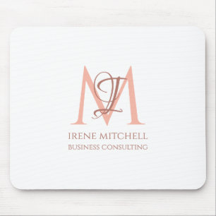 Eleganter Name des White Rose Gold Moderne Monogra Mousepad