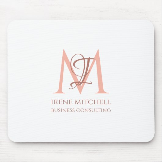 Eleganter Name des White Rose Gold Moderne Monogra Mousepad (Vorne)