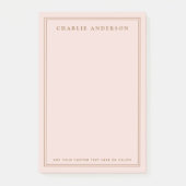 Eleganter Name Doppelgrenzenlicht rot Rosa Post-it Klebezettel (Vorderseite)