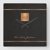 Eleganter Name eines Monogramm-schreiben aus schwa Quadratische Wanduhr (Vorderseite)